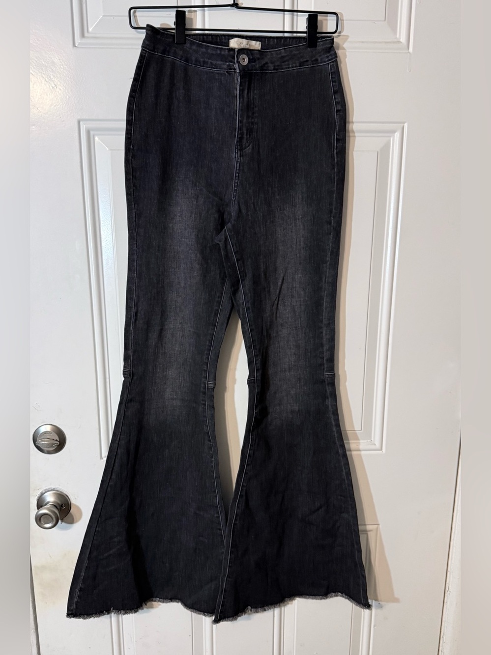 Chelsea & Violet Washed Black Flare Jeans